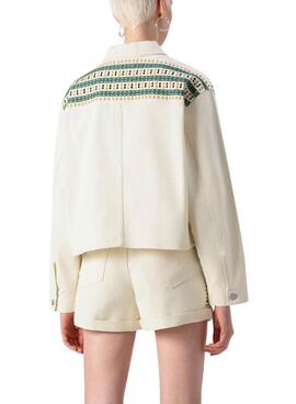 Chaqueta vaquera Zarzu beige para mujer