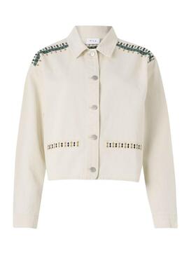 Chaqueta vaquera Zarzu beige para mujer