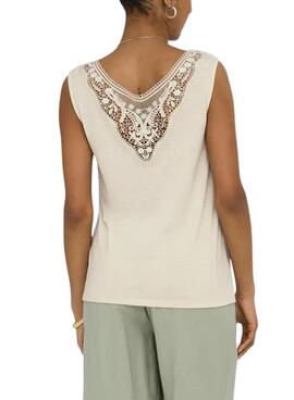 Camiseta Only Freda beige para mujer