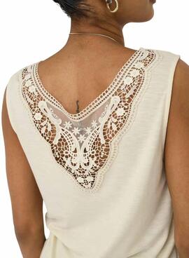 Camiseta Only Freda beige para mujer