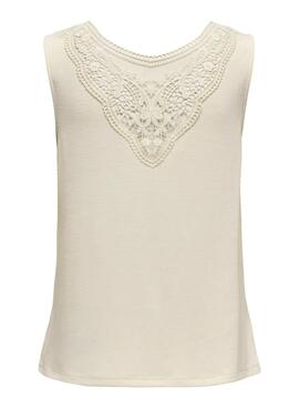 Camiseta Only Freda beige para mujer