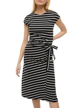 Vestido Vila Vipompia rayas negro para mujer