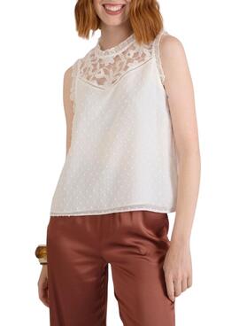 Blusa Naf Naf Plumeti blanco para mujer