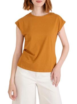 Camiseta Naf Naf encaje naranja para mujer