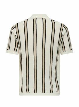 Camisa Only and Sons Gabriel beige rayas para hombre