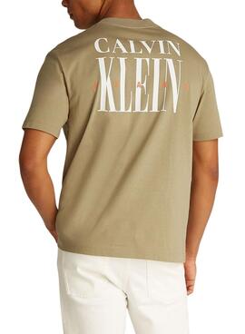 Camiseta Calvin Klein Jeans Serif beige para hombre 