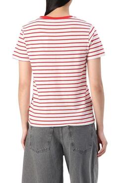 Camiseta Pepe Jeans Elba rojo y blanco para mujer