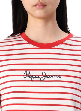 Camiseta Pepe Jeans Elba rojo y blanco para mujer