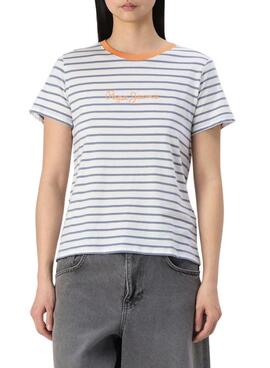 Camiseta Pepe Jeans Elba rayas azul y blanco para mujer