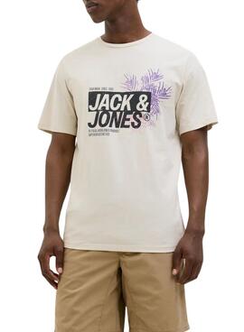 Camiseta Jack and Jones Jaxon beige para hombre