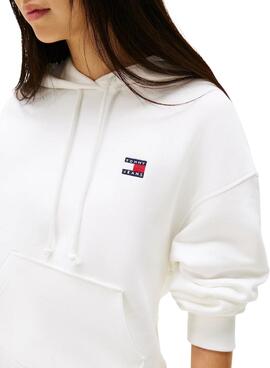 Sudadera Tommy Jeans Badge blanco para mujer