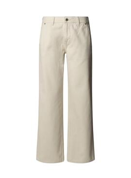 Pantalón vaquero Pepe Jeans Loose Hazel beige para mujer