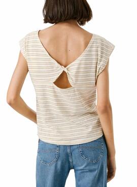 Camiseta Pepe Jeans Elora beige para mujer
