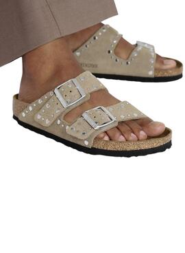 Sandalias Birkenstock Arizona Rivet beige para mujer