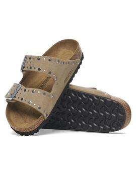 Sandalias Birkenstock Arizona Rivet beige para mujer