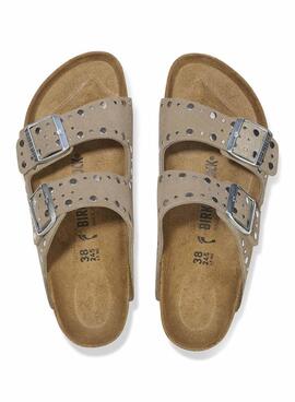 Sandalias Birkenstock Arizona Rivet beige para mujer