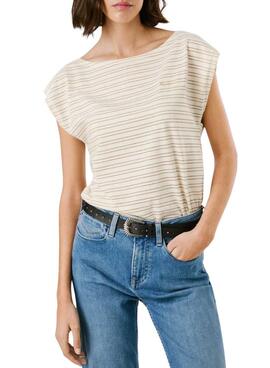 Camiseta Pepe Jeans Elora  beige para mujer 