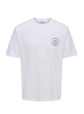 Camiseta Only and Sons Tristan Rainy Day blanco para hombre