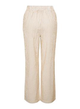 Pantalón Pieces Sally tostado rayas para mujer
