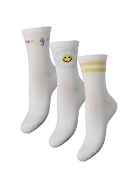 Pack calcetines Pieces Tamera blanco para mujer