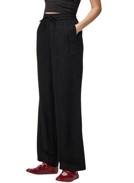 Pantalón Pieces Pia Wide negro para mujer