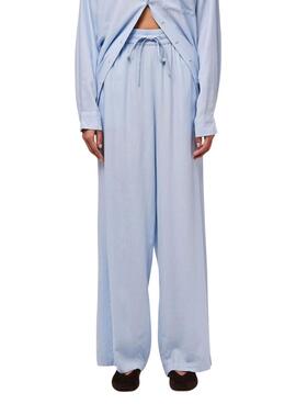 Pantalón Pieces Pia Wide azul para mujer