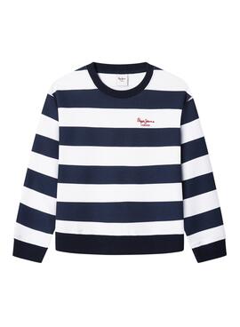Sudadera Pepe Jeans Vania rayas azul y blanco niña