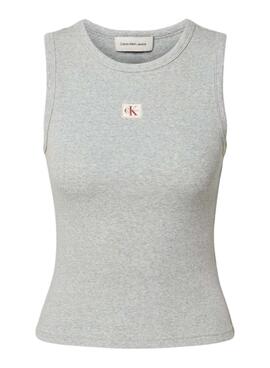 Camiseta Calvin Klein Jeans Woven Label gris para mujer
