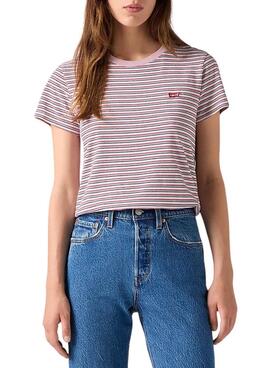 Camiseta Levis Perfect Tee Stripes rosa para mujer