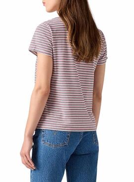 Camiseta Levis Perfect Tee Stripes rosa para mujer