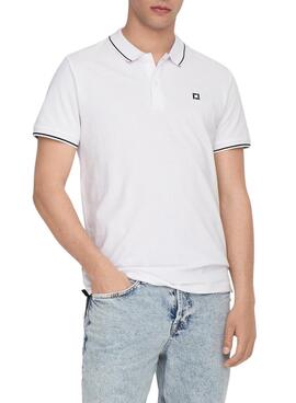 Polo Only and Sons Fletcher blanco para hombre
