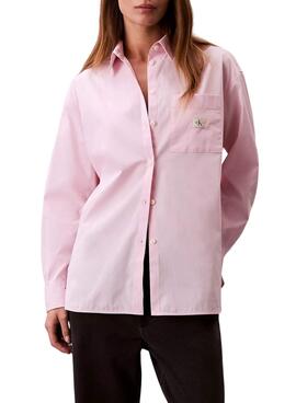 Camisa Calvin Klein Jeans Poplin oversize rosa para mujer