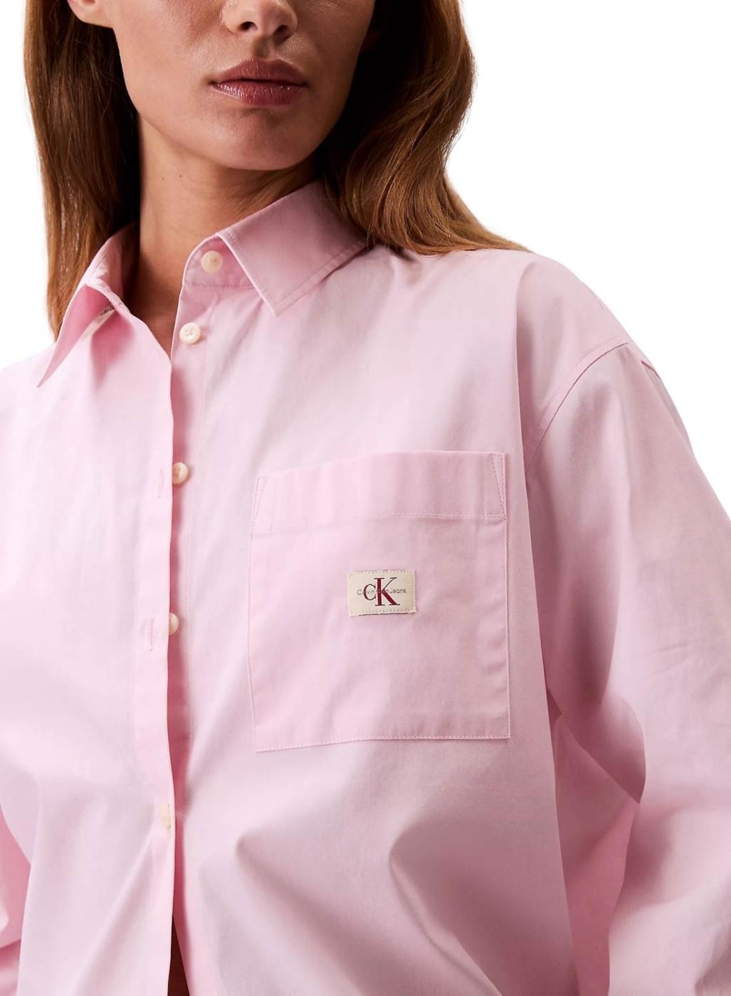 Camisa Calvin Klein Jeans Poplin oversize rosa para mujer