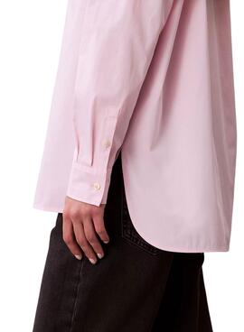 Camisa Calvin Klein Jeans Poplin oversize rosa para mujer