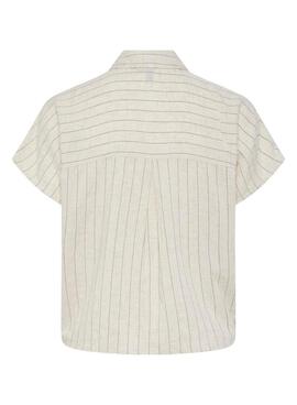Camisa Pieces Pia rayas beige para mujer