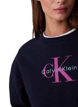 Sudadera Calvin Klein Jeans Monologo azul para mujer