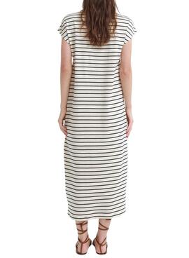Vestido Vila Visinny beige estampado de rayas negro para mujer
