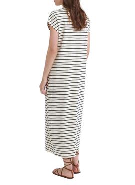 Vestido Vila Visinny beige estampado de rayas negro para mujer