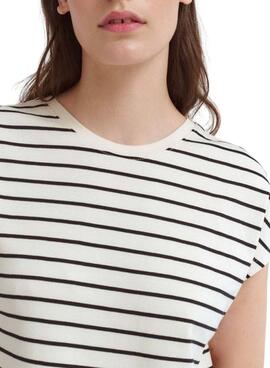 Vestido Vila Visinny beige estampado de rayas negro para mujer