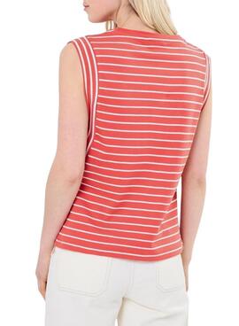 Camiseta Vila Viveriana coral y blanco para mujer