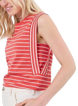 Camiseta Vila Viveriana coral y blanco para mujer