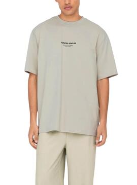 Camiseta Only and Sons Curated beige para hombre
