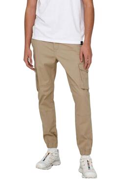 Pantalón Only and Sons Carter cargo beige para hombre