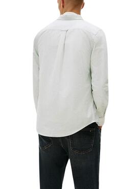 Camisa Tommy Jeans Oxford slim verde rayas para hombre