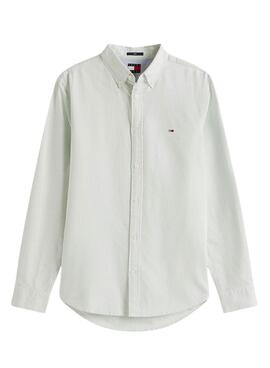 Camisa Tommy Jeans Oxford slim verde rayas para hombre