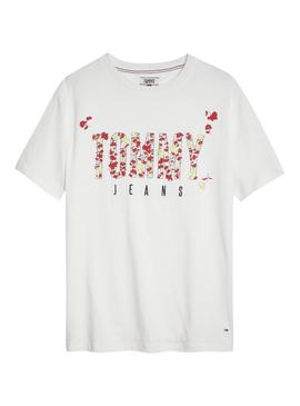 Camiseta Tommy Jeans Logo Floral Blanco Mujer