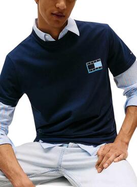 Camiseta Tommy Jeans Slim Pop azul marino para hombre