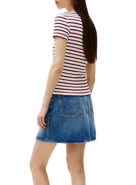 Camiseta Tommy Jeans Essential Rib rayas para mujer