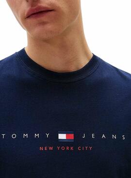 Camiseta Tommy Jeans Flag Linear azul marino para hombre