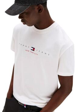 Camiseta Tommy Jeans Flag Linear blanco para hombre
